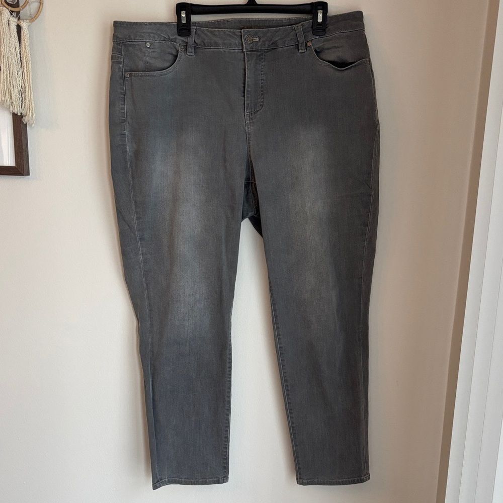 Talbots Heritage ankle womens gray lived in straight leg Denim Jeans size 20 EUC